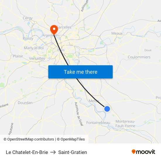 Le Chatelet-En-Brie to Saint-Gratien map