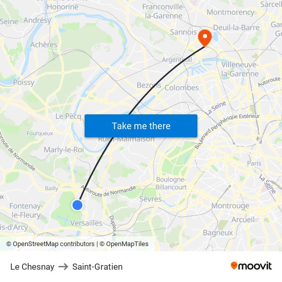 Le Chesnay to Saint-Gratien map