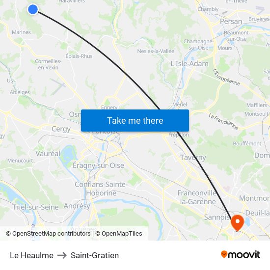 Le Heaulme to Saint-Gratien map