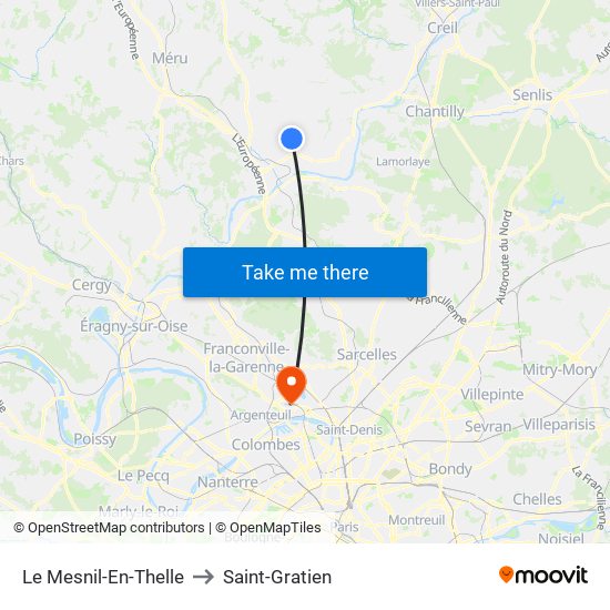 Le Mesnil-En-Thelle to Saint-Gratien map