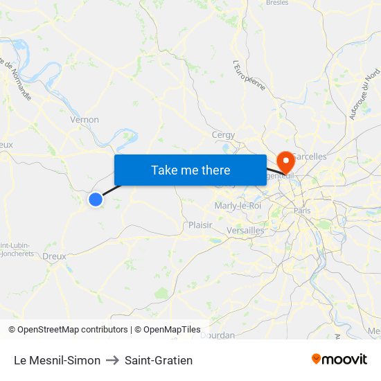 Le Mesnil-Simon to Saint-Gratien map