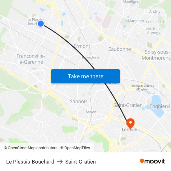 Le Plessis-Bouchard to Saint-Gratien map