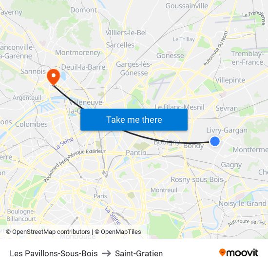 Les Pavillons-Sous-Bois to Saint-Gratien map