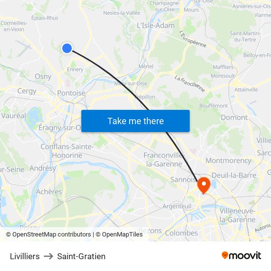 Livilliers to Saint-Gratien map