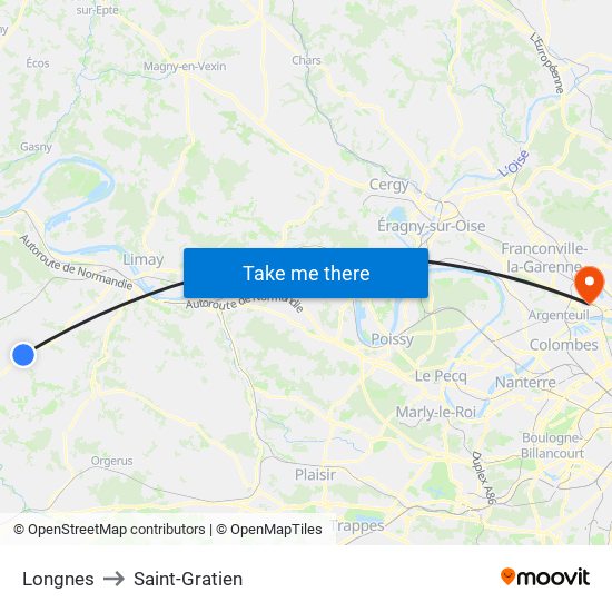 Longnes to Saint-Gratien map
