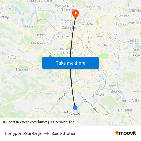 Longpont-Sur-Orge to Saint-Gratien map