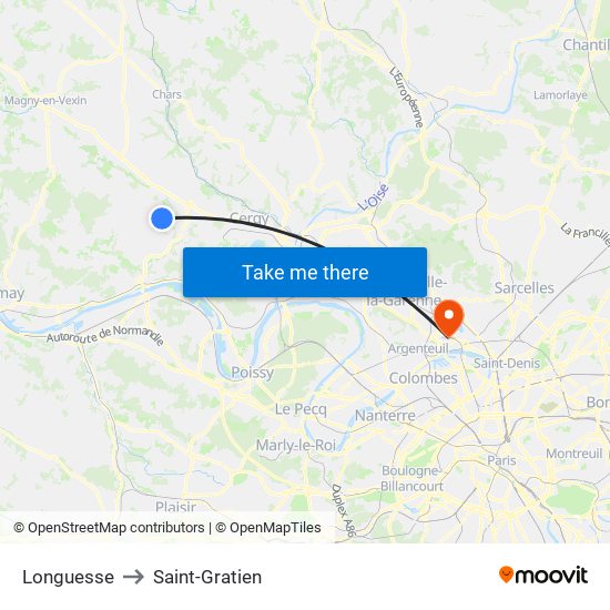 Longuesse to Saint-Gratien map