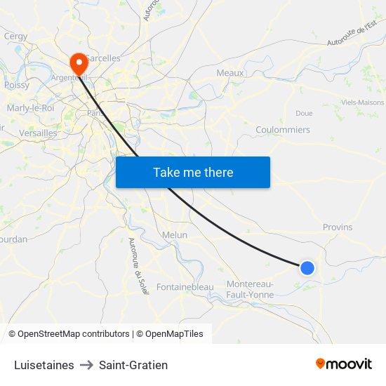 Luisetaines to Saint-Gratien map