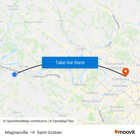 Magnanville to Saint-Gratien map