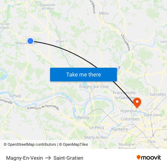 Magny-En-Vexin to Saint-Gratien map