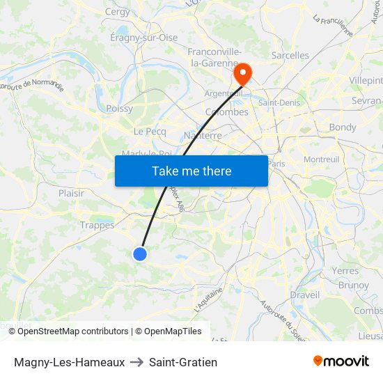 Magny-Les-Hameaux to Saint-Gratien map
