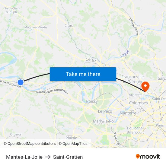 Mantes-La-Jolie to Saint-Gratien map