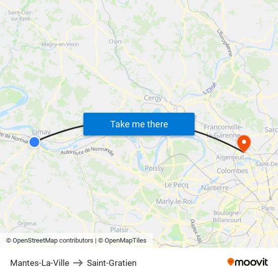 Mantes-La-Ville to Saint-Gratien map