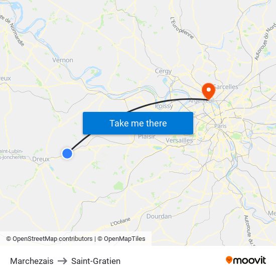 Marchezais to Saint-Gratien map