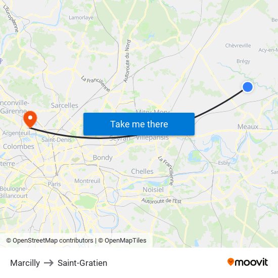 Marcilly to Saint-Gratien map