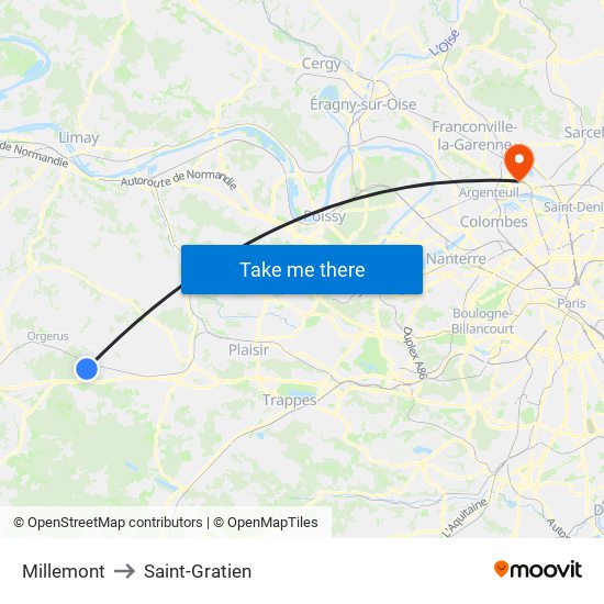 Millemont to Saint-Gratien map