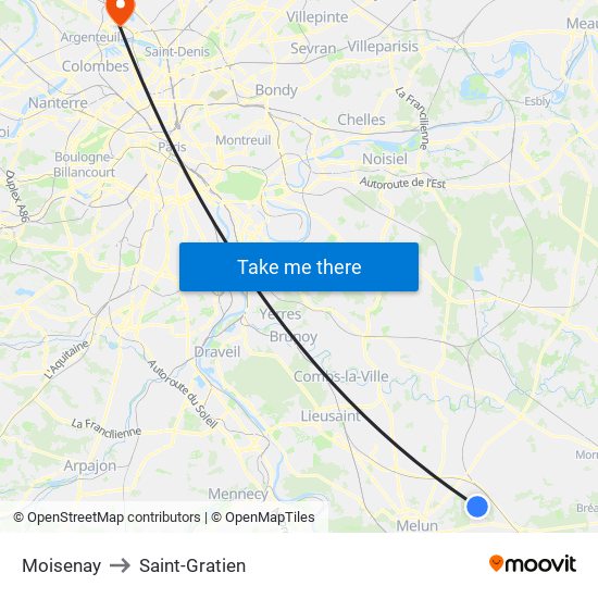 Moisenay to Saint-Gratien map