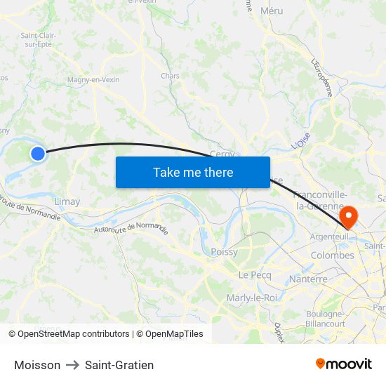 Moisson to Saint-Gratien map