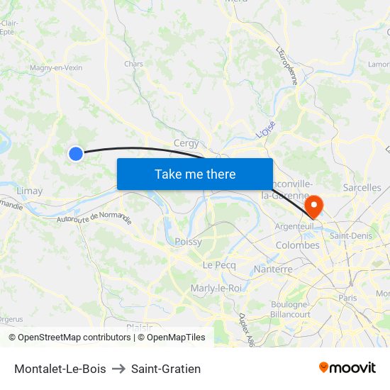 Montalet-Le-Bois to Saint-Gratien map