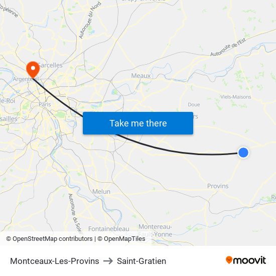 Montceaux-Les-Provins to Saint-Gratien map