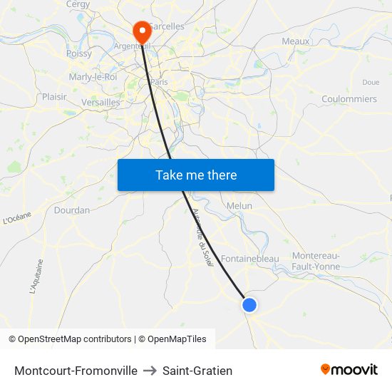 Montcourt-Fromonville to Saint-Gratien map