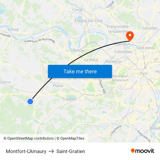 Montfort-L'Amaury to Saint-Gratien map