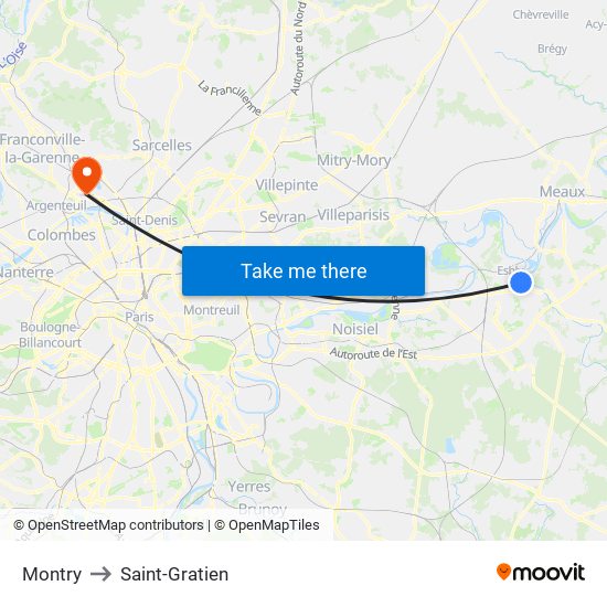 Montry to Saint-Gratien map