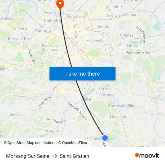 Morsang-Sur-Seine to Saint-Gratien map