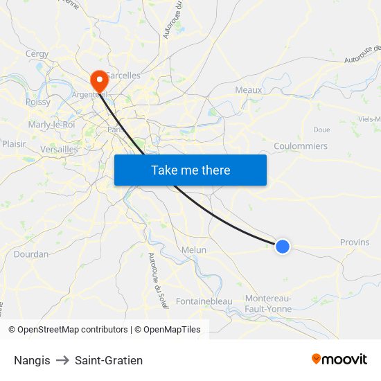 Nangis to Saint-Gratien map