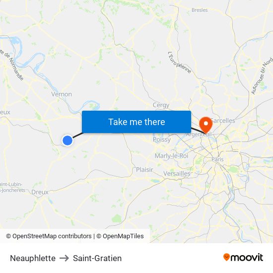 Neauphlette to Saint-Gratien map