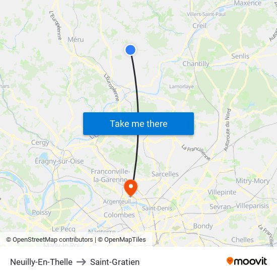 Neuilly-En-Thelle to Saint-Gratien map