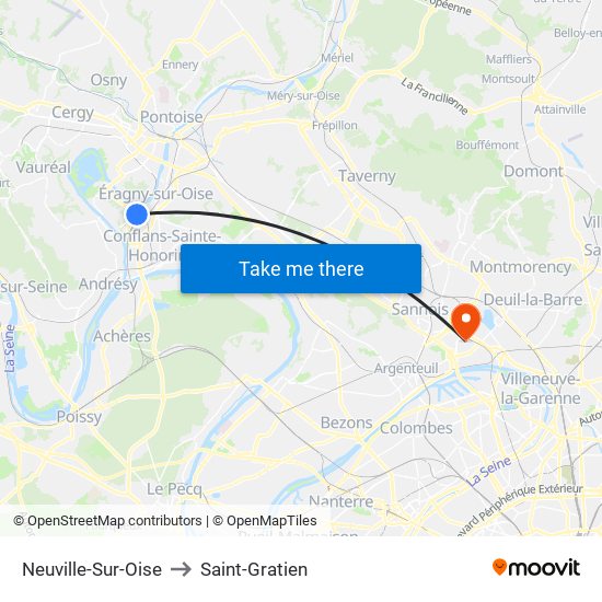 Neuville-Sur-Oise to Saint-Gratien map