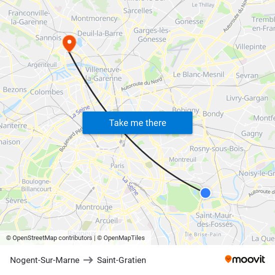 Nogent-Sur-Marne to Saint-Gratien map