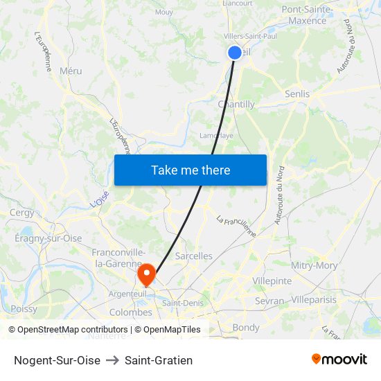 Nogent-Sur-Oise to Saint-Gratien map