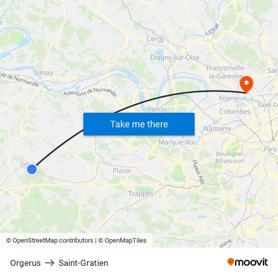 Orgerus to Saint-Gratien map