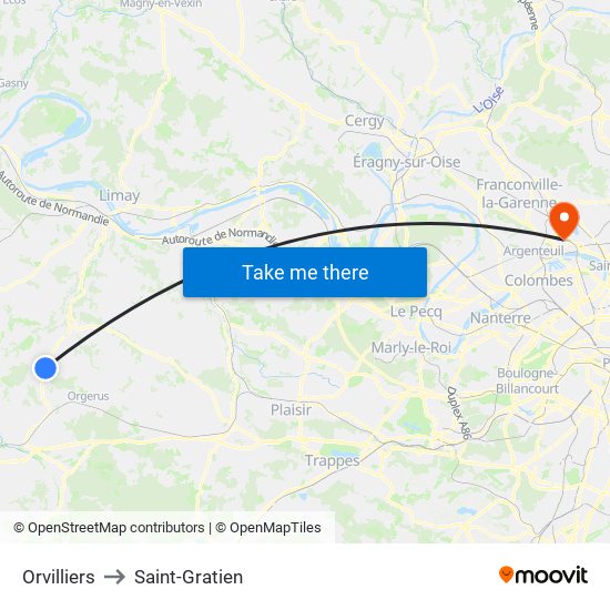 Orvilliers to Saint-Gratien map