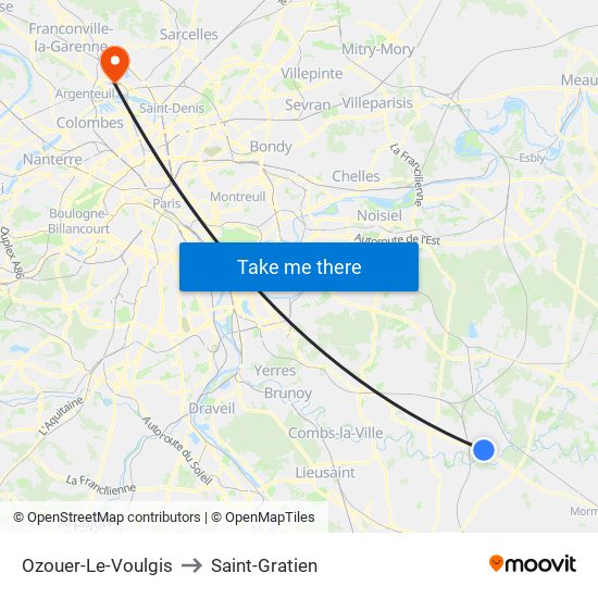 Ozouer-Le-Voulgis to Saint-Gratien map