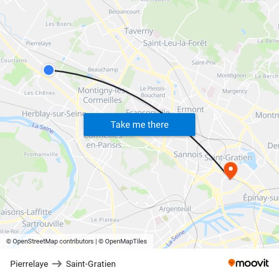 Pierrelaye to Saint-Gratien map
