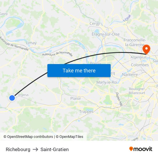 Richebourg to Saint-Gratien map