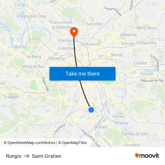 Rungis to Saint-Gratien map