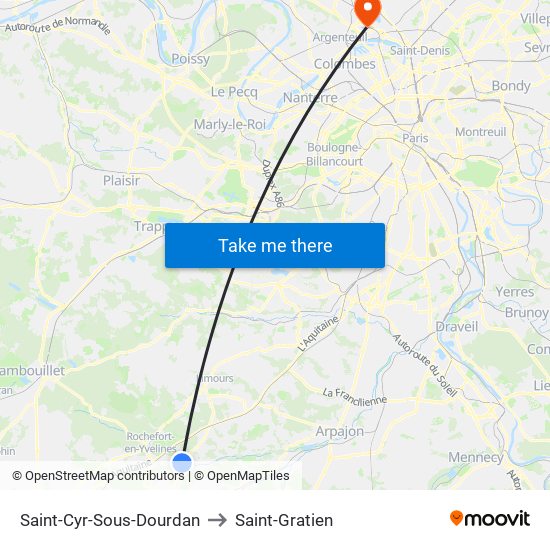 Saint-Cyr-Sous-Dourdan to Saint-Gratien map