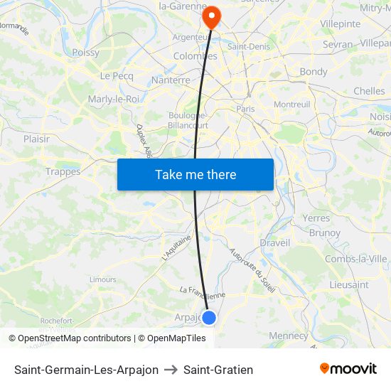 Saint-Germain-Les-Arpajon to Saint-Gratien map