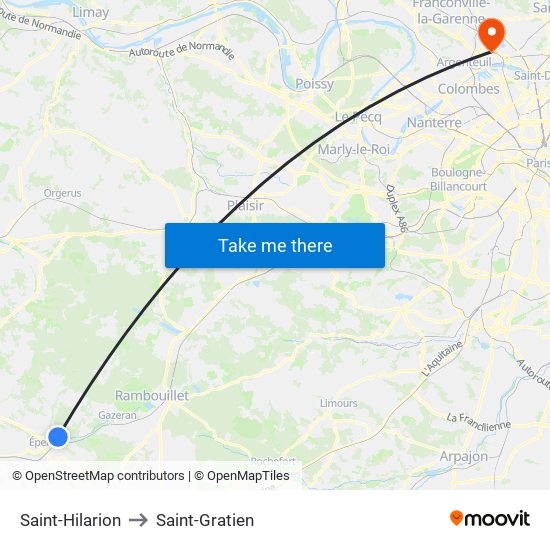 Saint-Hilarion to Saint-Gratien map