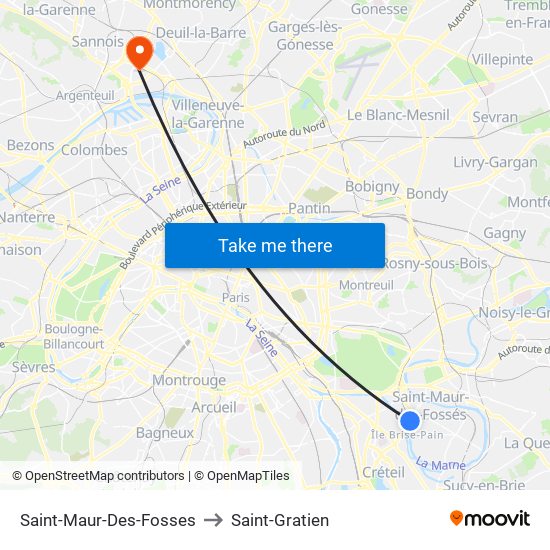 Saint-Maur-Des-Fosses to Saint-Gratien map