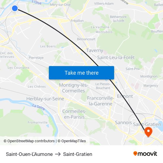 Saint-Ouen-L'Aumone to Saint-Gratien map
