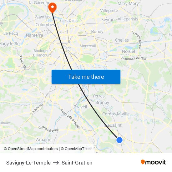 Savigny-Le-Temple to Saint-Gratien map