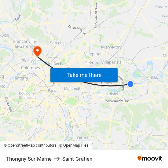 Thorigny-Sur-Marne to Saint-Gratien map