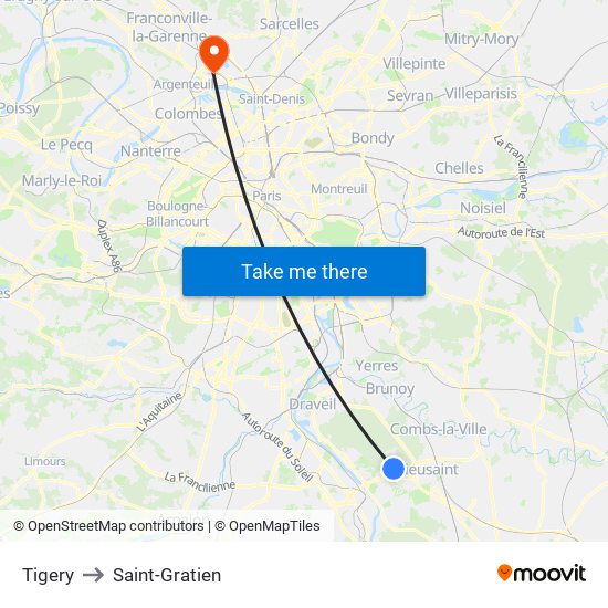 Tigery to Saint-Gratien map