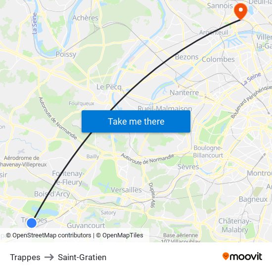 Trappes to Saint-Gratien map