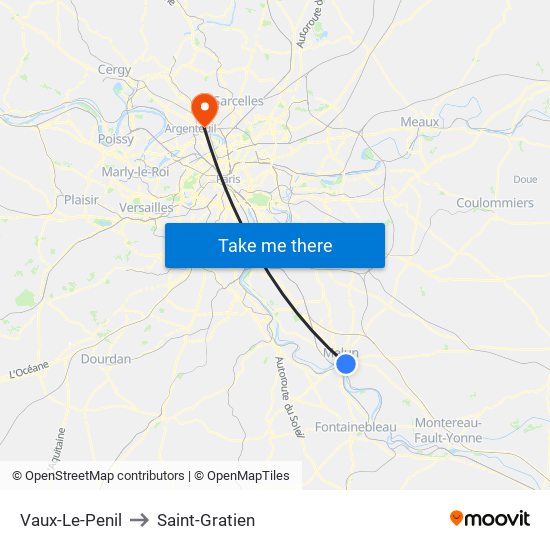 Vaux-Le-Penil to Saint-Gratien map